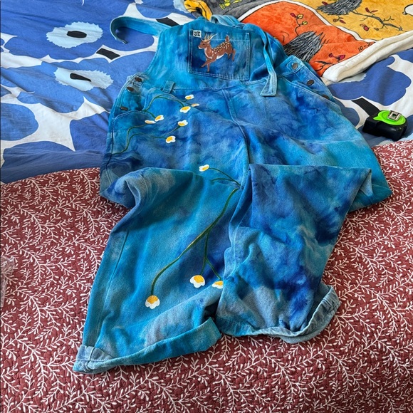 Lucy and Yak x We Are Hairy People hand painted dungarees / overalls - Picture 2 of 6